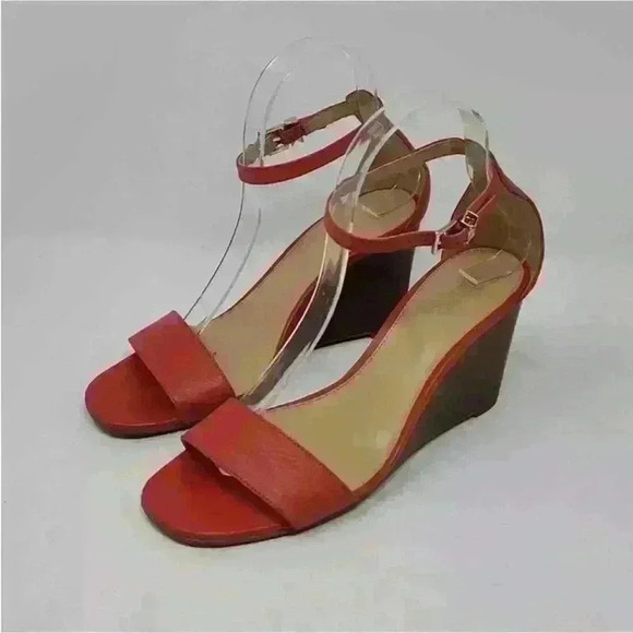 NWOT Michael Kors Fiona wedge ORANGE ankle strap size 7.5 M - Picture 1 of 8